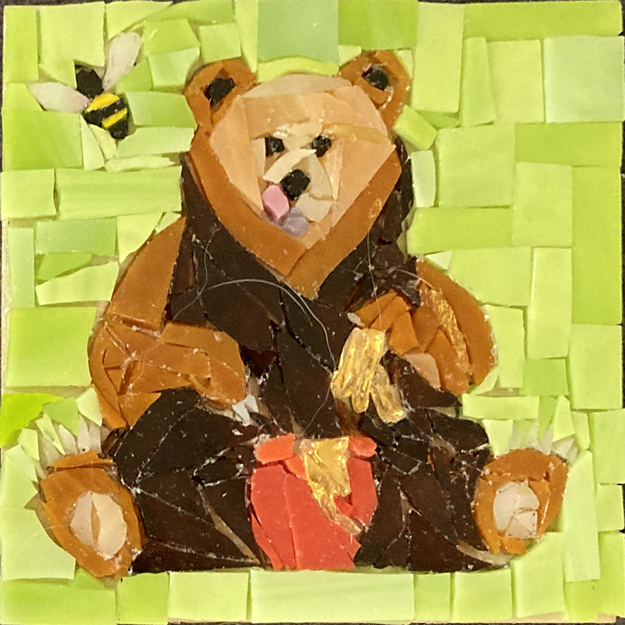 витраж-мозаика медведь
